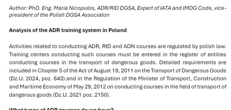 Analysis of the ADR training system in Poland